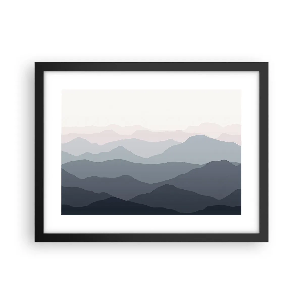 Affiche dans un cadre noir - Poster - Vagues de montagnes - 40x30 cm