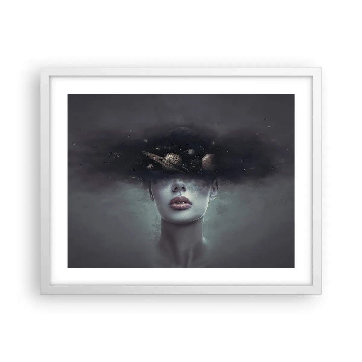 Affiche dans un cadre blanc - Poster - Et les planètes deviennent folles... - 50x40 cm