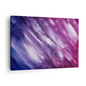 Impression sur toile - Image sur toile - Coups de pinceau abstraits dans des tons de violet et de rose - 70x50cm - Quand le vent ensoleillé souffle - Décoration murale moderne pour le salon et la chambre ARTTOR