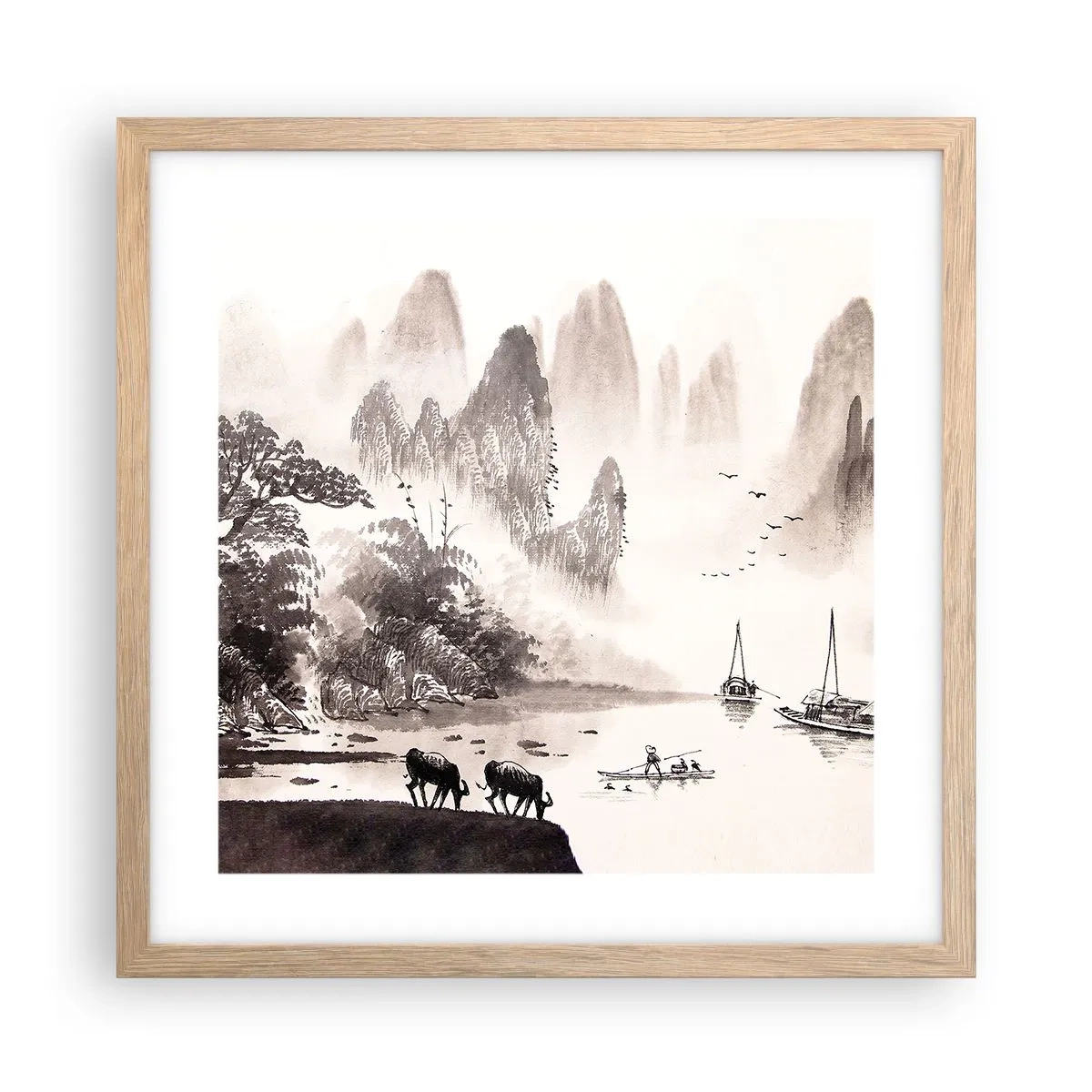 Affiche dans un chêne clair - Poster - Le quotidien exotique de l'Orient - 40x40 cm