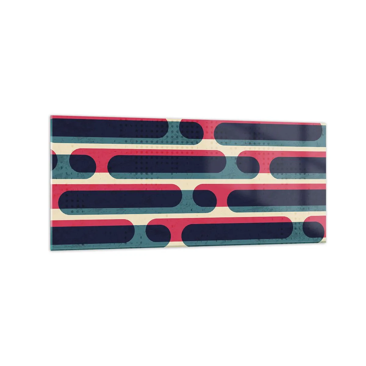 Impression sur verre - Image sur verre - Motif géométrique rétro aux couleurs pastel - 120x50cm - En profondeur et sur l'avant - Décoration murale moderne pour le salon et la chambre ARTTOR