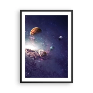 Affiche dans un cadre noir - Poster - Un arrangement coloré de planètes dans un décor cosmique - 50x70cm - Système de danse solaire - Décoration murale moderne pour le salon et la chambre ARTTOR