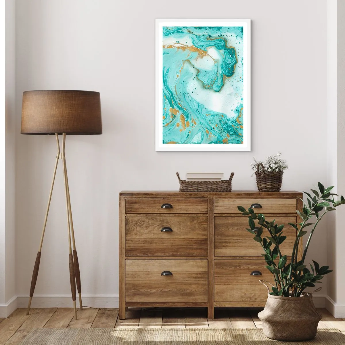 Affiche dans un cadre blanc - Poster - Sous la grande vague de l'ère Edo - 70x100 cm