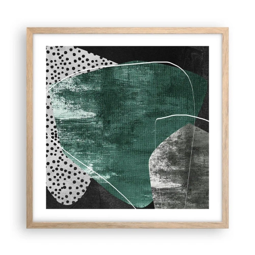 Affiche dans un chêne clair - Poster - Abstraction colorée avec feuille d'or - 50x50 cm