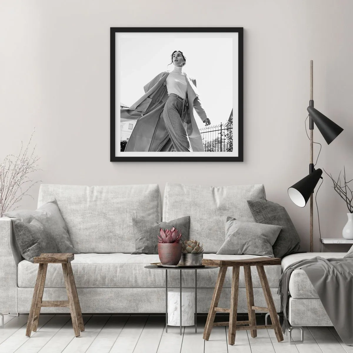 Affiche dans un cadre noir - Poster - Tu viens avec moi? - 30x30 cm