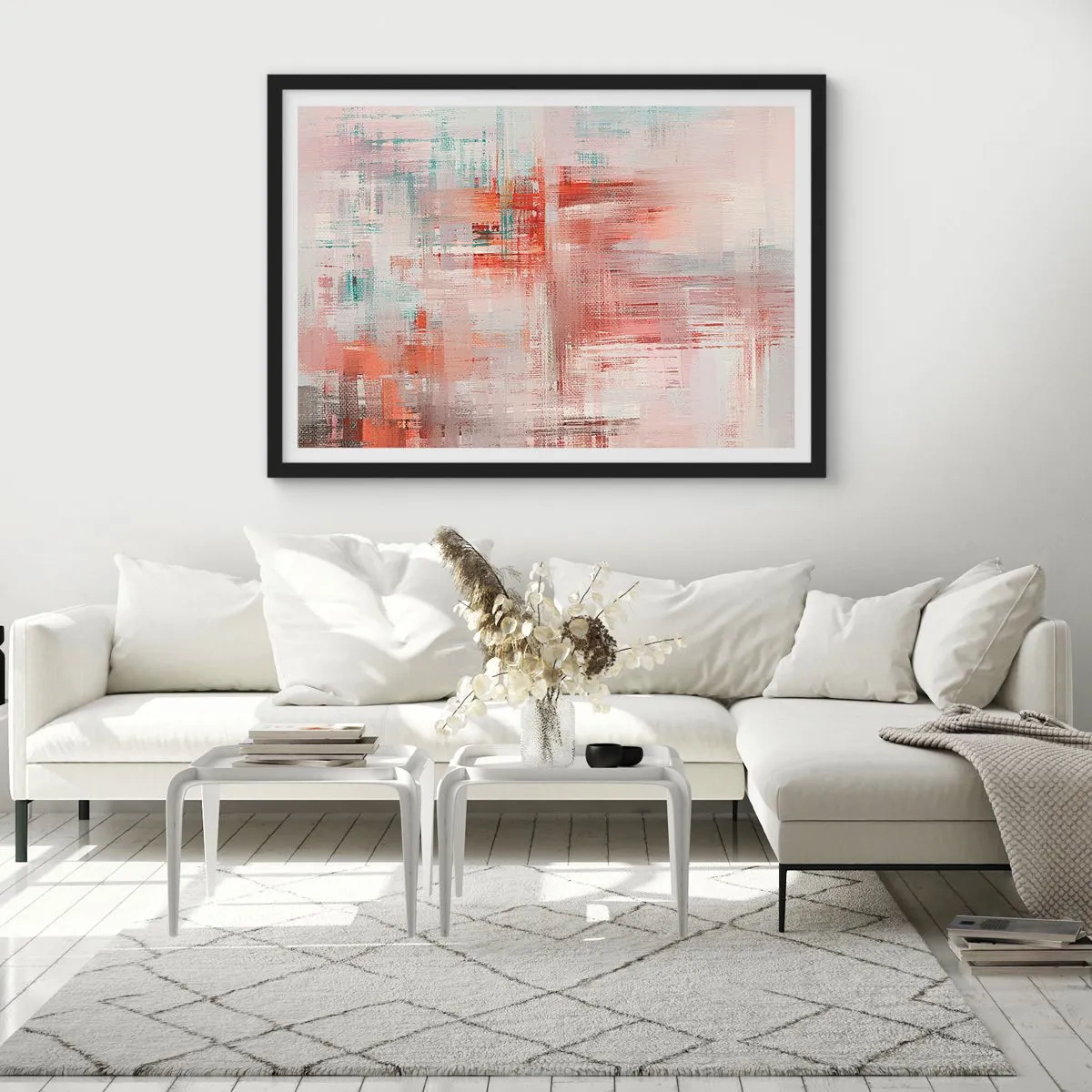 Affiche dans un cadre noir - Poster - Brumeux. Mais rose - 91x61 cm