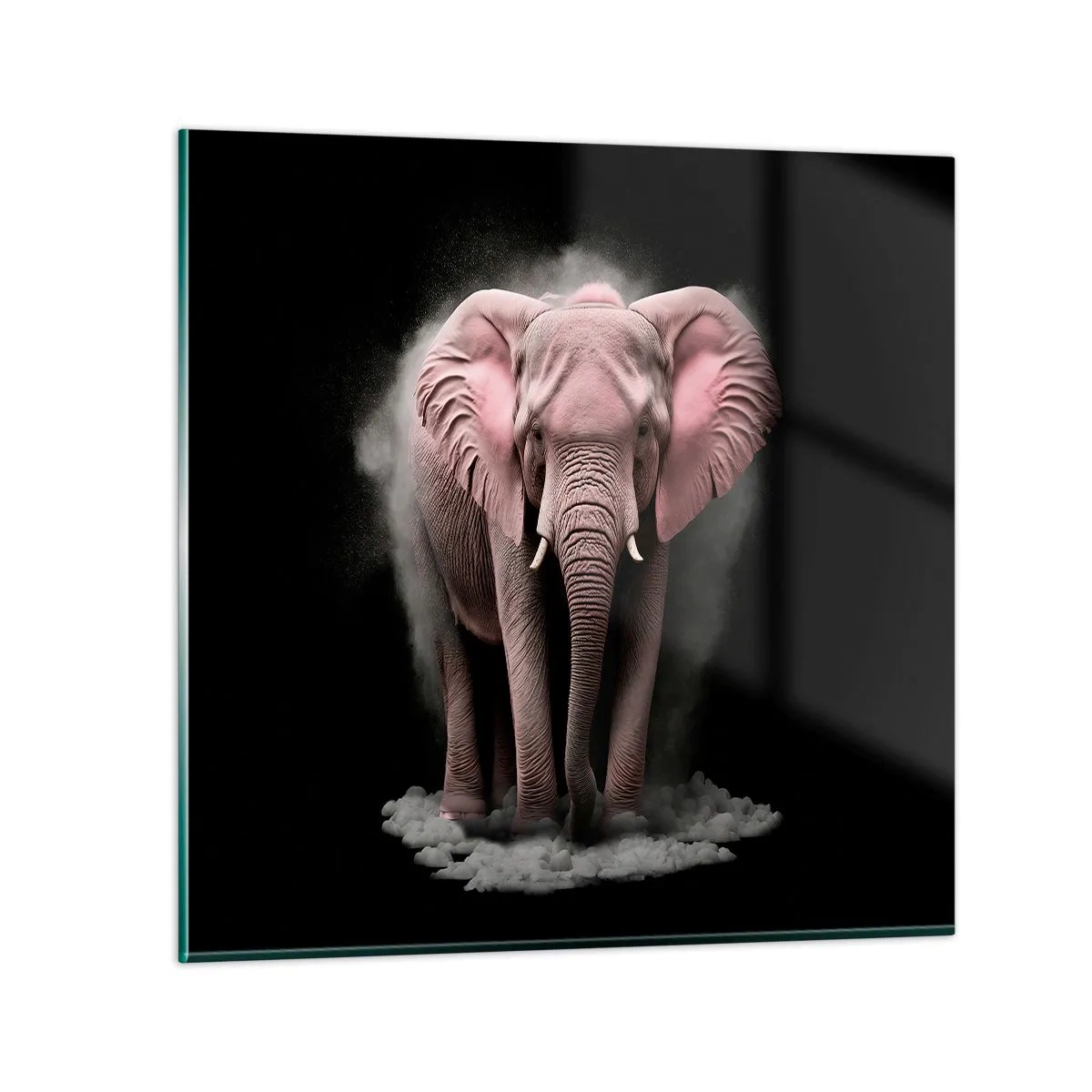 Impression sur verre - Image sur verre - Ne pensez pas à un éléphant rose ! - 60x60 cm