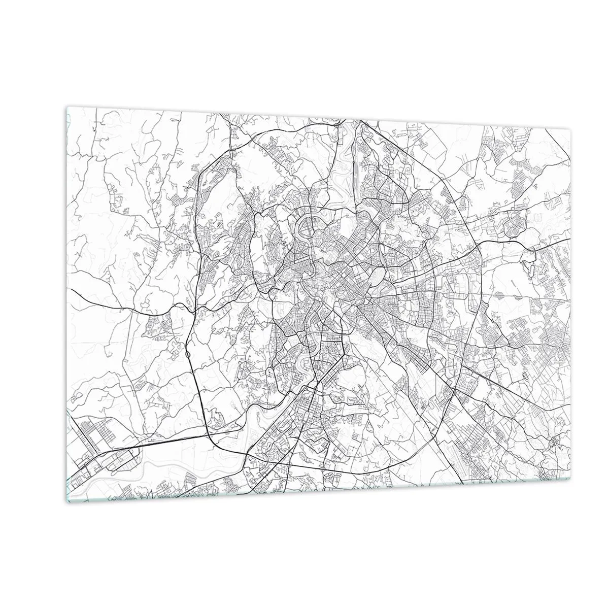 Impression sur verre - Image sur verre - Carte de Rome avec un tracé routier circulaire clair - 120x80cm - Cercle romain - Décoration murale moderne pour le salon et la chambre ARTTOR