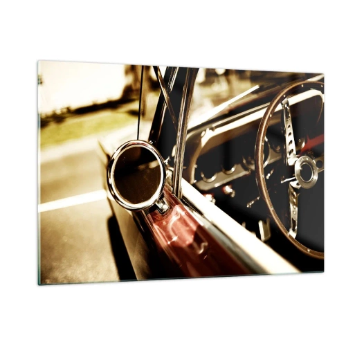 Impression sur verre - Image sur verre - Intérieur de voiture classique de style rétro - 120x80cm - Auto avec une âme - Décoration murale moderne pour le salon et la chambre ARTTOR