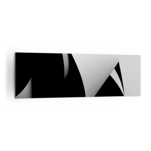 Impression sur toile - Image sur toile - Formes abstraites en noir et blanc avec des contrastes saisissants - 160x50cm - Plans de lumière venus des profondeurs de l'ombre - Décoration murale moderne pour le salon et la chambre ARTTOR