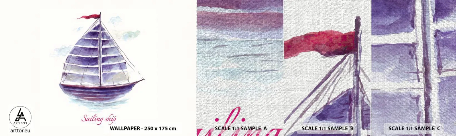 Échantillon de Papier Peint Premium Canvas - Plein de voiles et d’eau calme - Voilier, Bord de mer, Mer - 100x30 cm