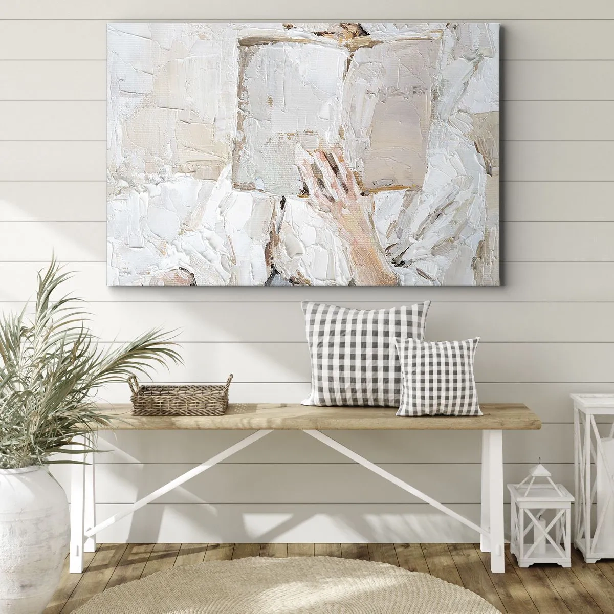 Impression sur toile - Image sur toile - Une peinture impressionniste d'une main tenant un livre ouvert. - 120x80cm - Dans un autre monde - Décoration murale moderne pour le salon et la chambre ARTTOR