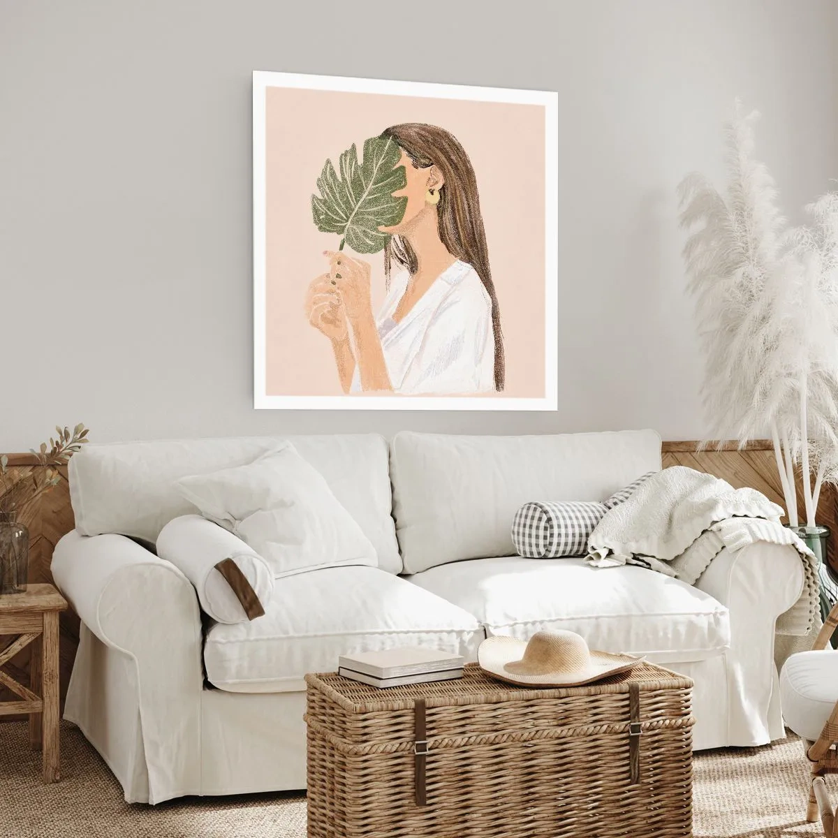 Affiche - Poster - Portrait mystérieux avec un éventail - 30x30 cm