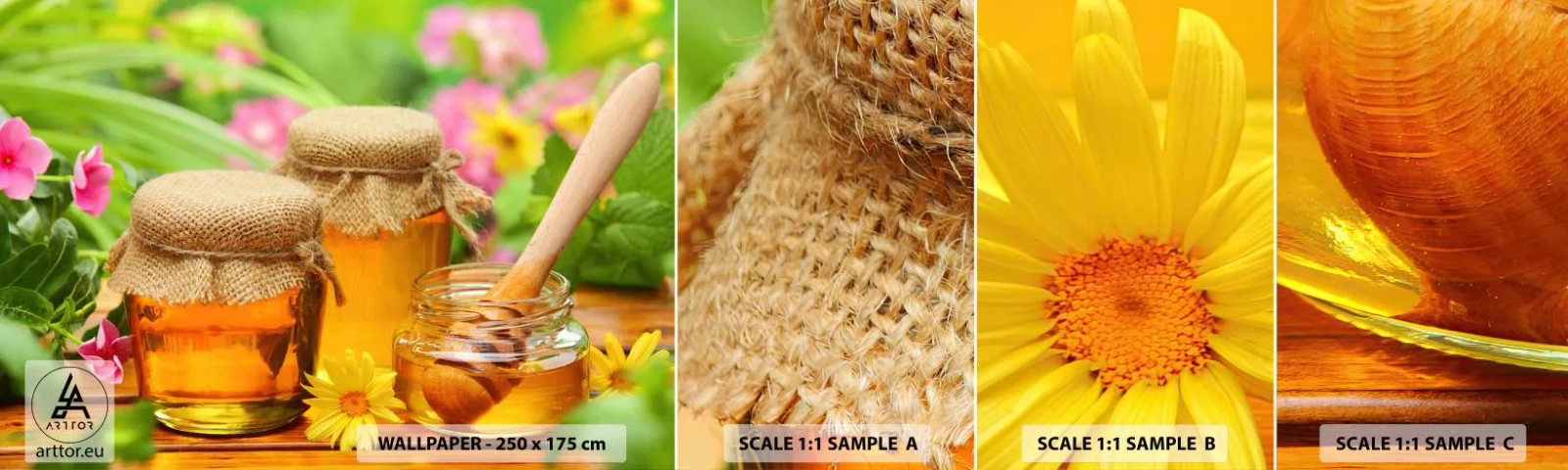 Échantillon de Papier Peint Autocollant Deluxe Sticker - Doux et fleuri - La gastronomie, Chéri, Fleurs - 100x30 cm