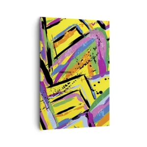 Impression sur toile - Image sur toile - Abstraction vivante aux couleurs vives et aux formes dynamiques - 70x100cm - Jusqu'à ce qu'il crie de joie - Décoration murale moderne pour le salon et la chambre ARTTOR