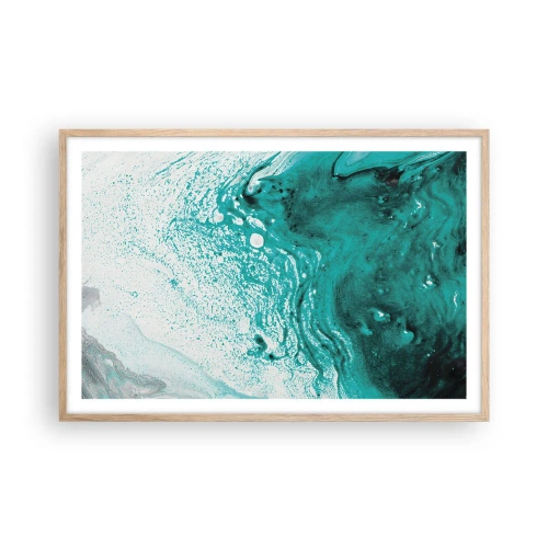 Affiche dans un chêne clair - Poster - Se fondre dans le bleu et le turquoise - 91x61 cm