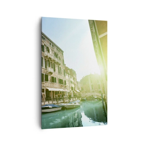 Impression sur toile - Image sur toile - Pont et canal de Venise avec une architecture historique - 80x120cm - Venise - Amore Moi - Décoration murale moderne pour le salon et la chambre ARTTOR