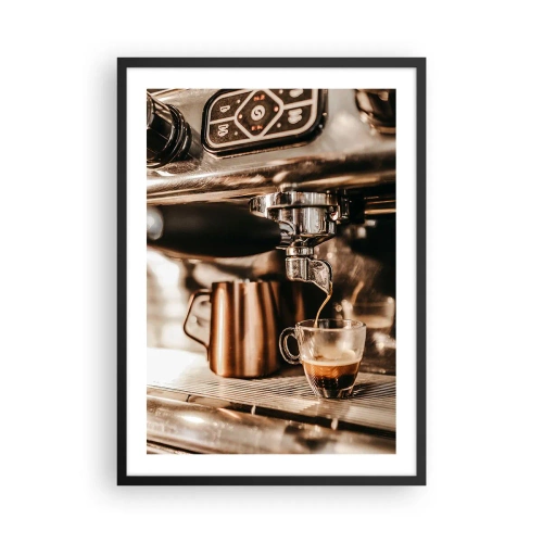 Affiche dans un cadre noir - Poster - Espresso aromatique de la machine à expresso - 50x70cm - Lueur de café - Décoration murale moderne pour le salon et la chambre ARTTOR