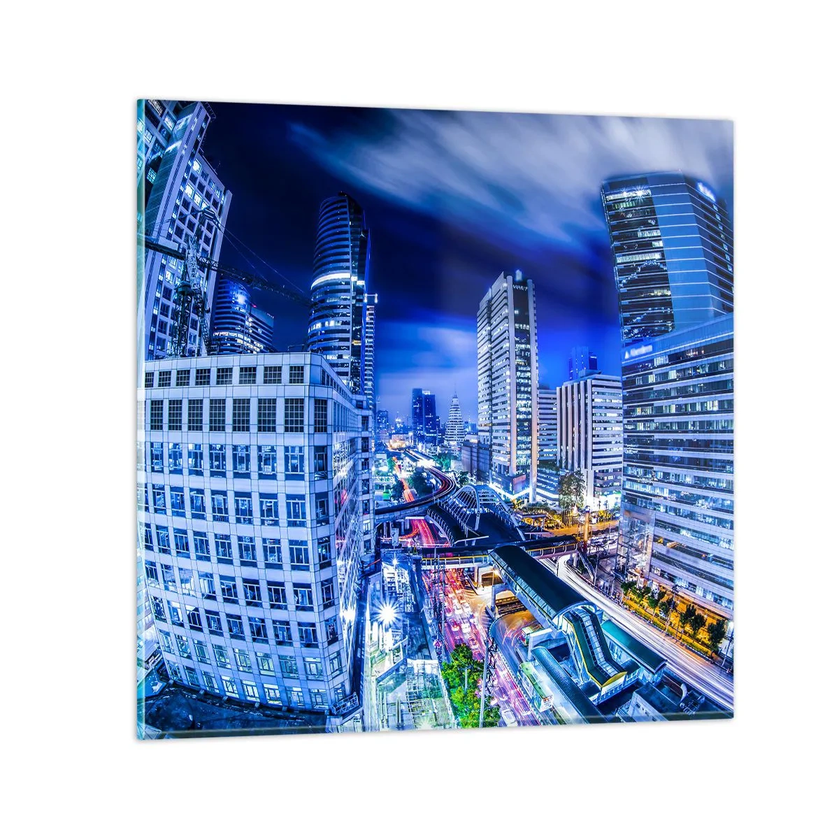 Impression sur verre - Image sur verre - Rythmes de la ville nocturne - 40x40 cm