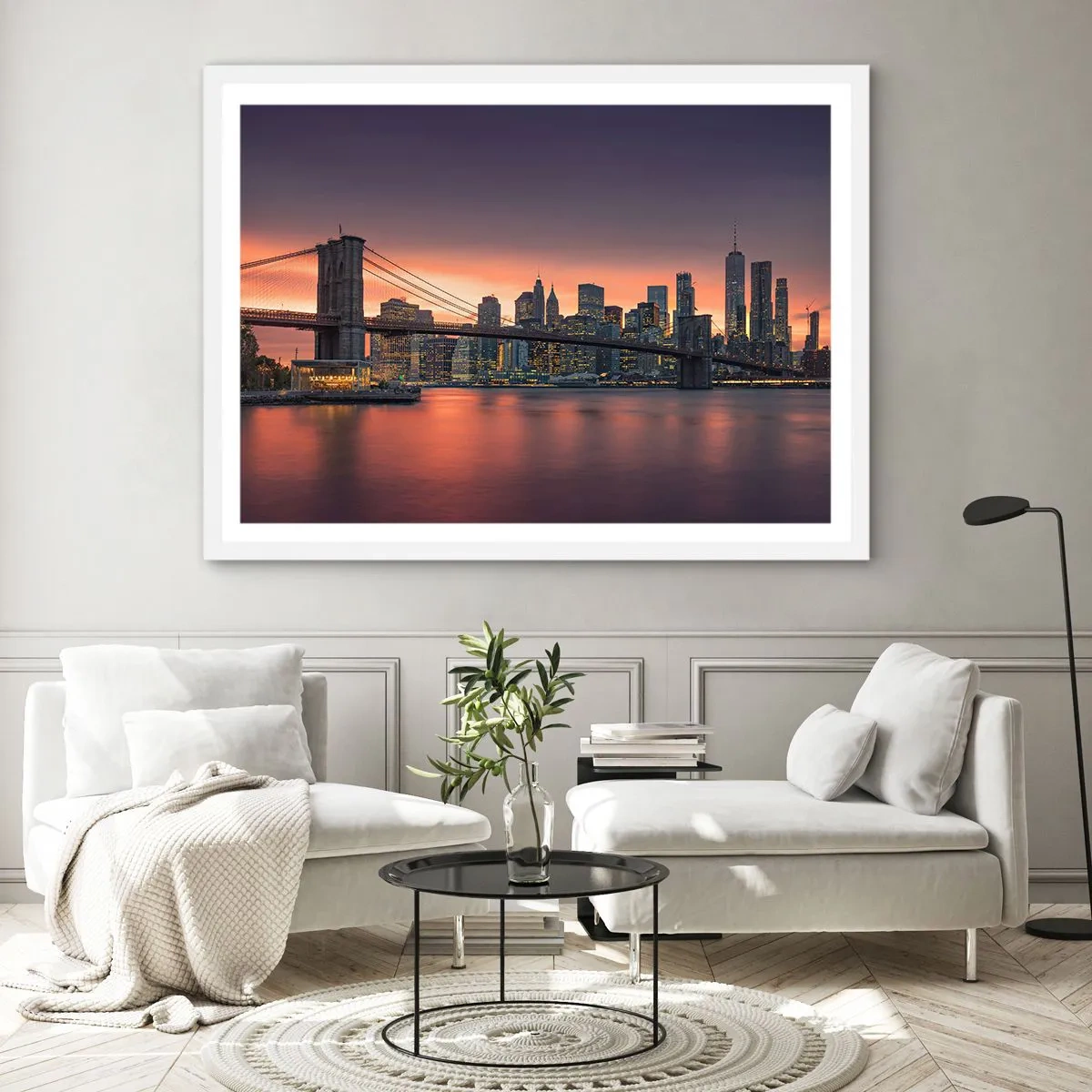 Affiche dans un cadre blanc - Poster - Immergé dans le silence lilas - 70x50 cm