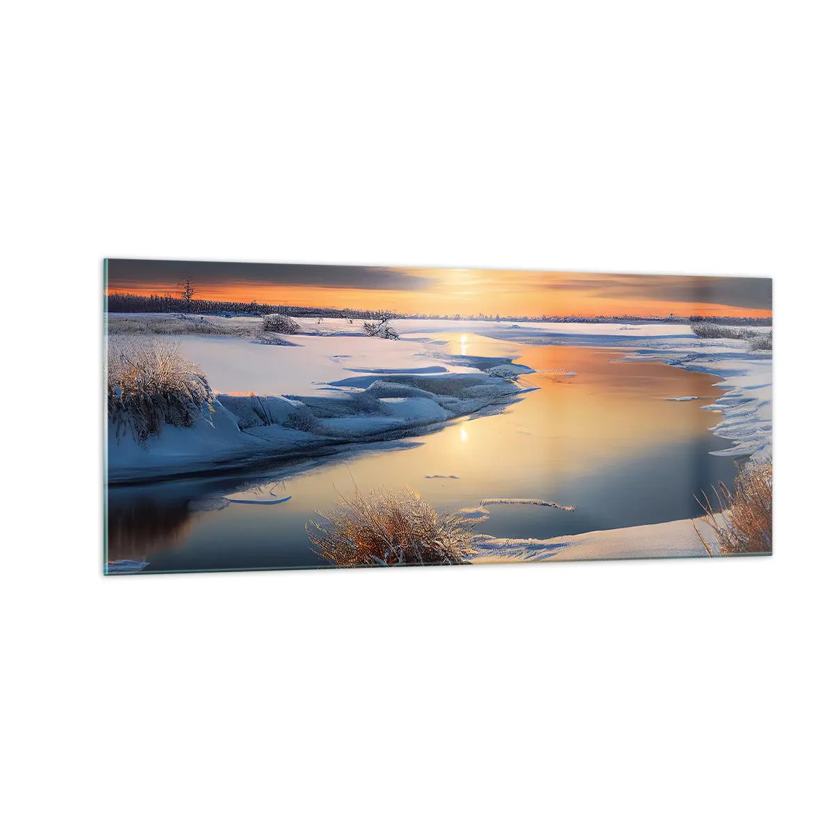 Impression sur verre - Image sur verre - Coucher de soleil d'hiver - 100x40 cm