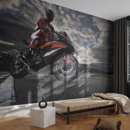 Papier Peint Autocollant Deluxe Sticker - Cavalier noir - Automobile, Moto, Course - 200x140 cm