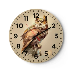 Horloge murale - Pendule murale - Le hibou le plus intelligent - confirmera la forêt de chênes - 40x40 cm