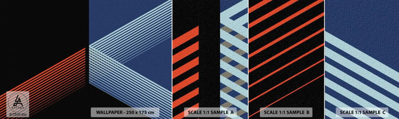 Échantillon de Papier Peint Autocollant Deluxe Sticker - Histoire simple - Abstraction, Morceau, Linéaire - 100x30 cm