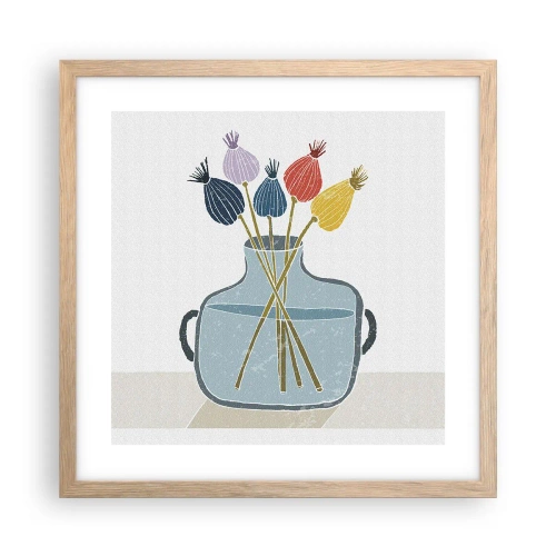 Affiche dans un chêne clair - Poster - Comme s'il avait semé des graines de pavot - 40x40 cm