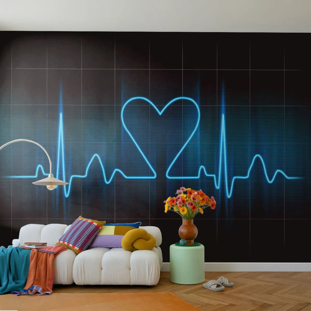 Papier Peint Autocollant Deluxe Sticker - Au rythme du cœur - Graphique, Cœur, Morceau - 250x175 cm