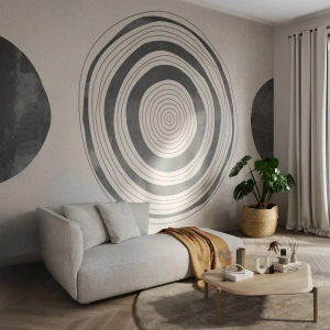 Papier Peint Photo Premium Sand - Cercles concentriques dans un style minimaliste - 100x70cm - Ce qui est important c'est ce qu'il y a entre les deux - Décoration murale moderne pour le salon et la chambre ARTTOR