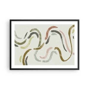 Affiche dans un cadre noir - Poster - Arcs abstraits aux couleurs pastel - 70x50cm - Une joyeuse danse de l'abstraction - Décoration murale moderne pour le salon et la chambre ARTTOR