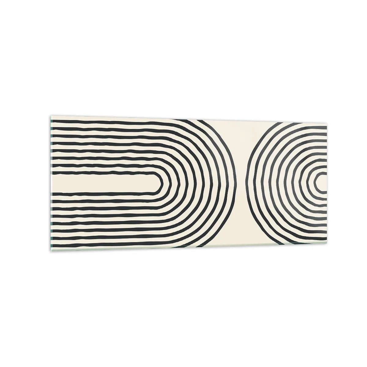 Impression sur verre - Image sur verre - Motif géométrique abstrait avec des lignes symétriques sur un fond clair - 120x50cm - Dans un instant... - Décoration murale moderne pour le salon et la chambre ARTTOR