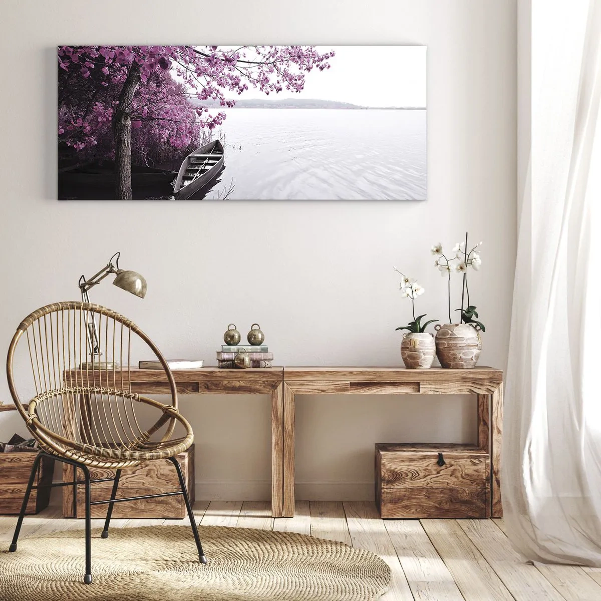 Impression sur toile - Image sur toile - Dans un silence rose - 100x40 cm