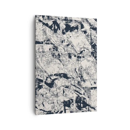 Impression sur toile - Image sur toile - Composition abstraite en noir et blanc avec une mise en page dynamique - 70x100cm - Interpénétration des contraires - Décoration murale moderne pour le salon et la chambre ARTTOR