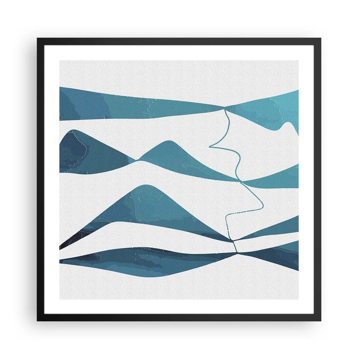 Affiche dans un cadre noir - Poster - Abstraction : composé turquoise - 60x60 cm