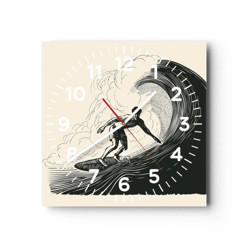 Horloge murale - Pendule murale - Le roi de la vague - 30x30 cm