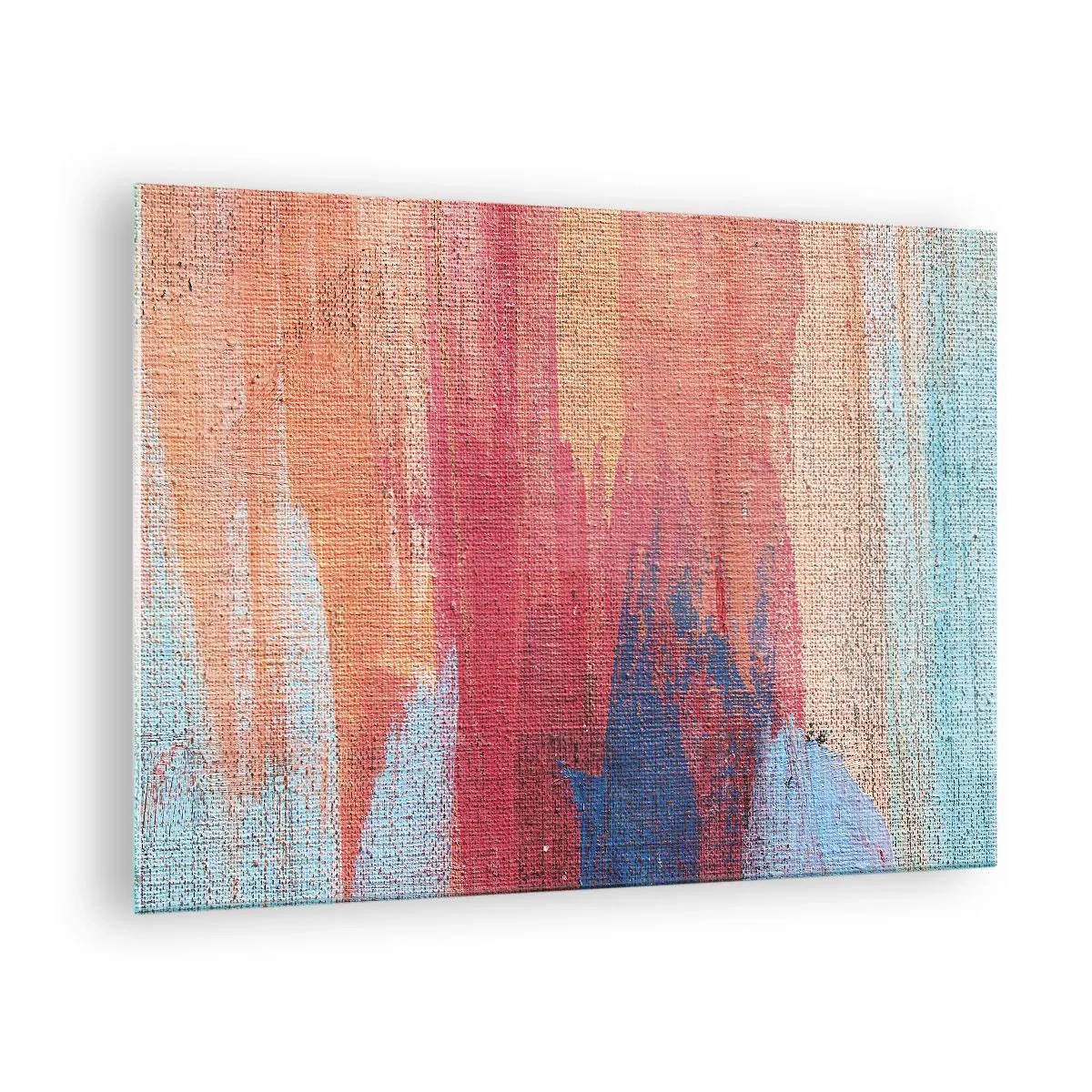 Impression sur verre - Image sur verre - Des traces de peinture colorées sur la structure de la toile - 70x50cm - Ecoulement de l'arc-en ciel - Décoration murale moderne pour le salon et la chambre ARTTOR