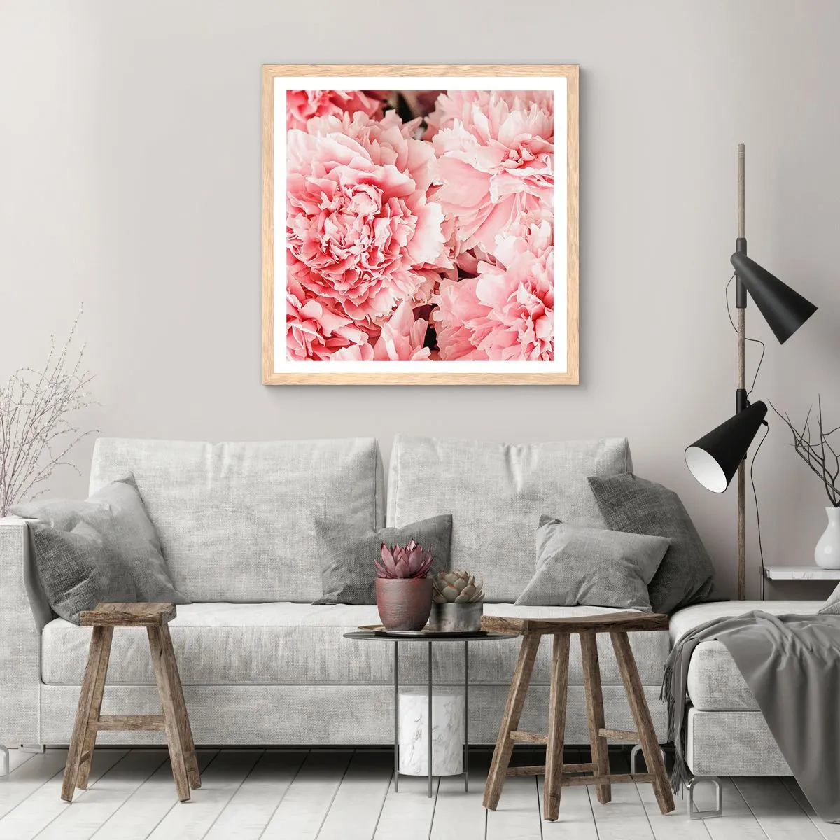 Affiche dans un chêne clair - Poster - Rêve rose - 30x30 cm