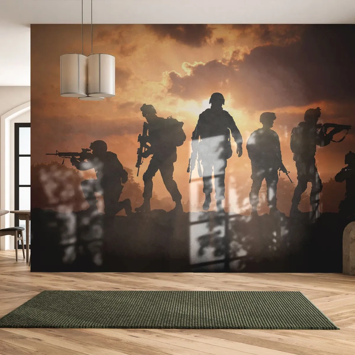 Papier Peint Photo Premium Sand - Brothers in arms - Militaire, Soldat, Fusil - 400x280 cm