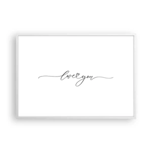 Affiche dans un cadre blanc - Poster - Noir sur blanc - 100x70 cm