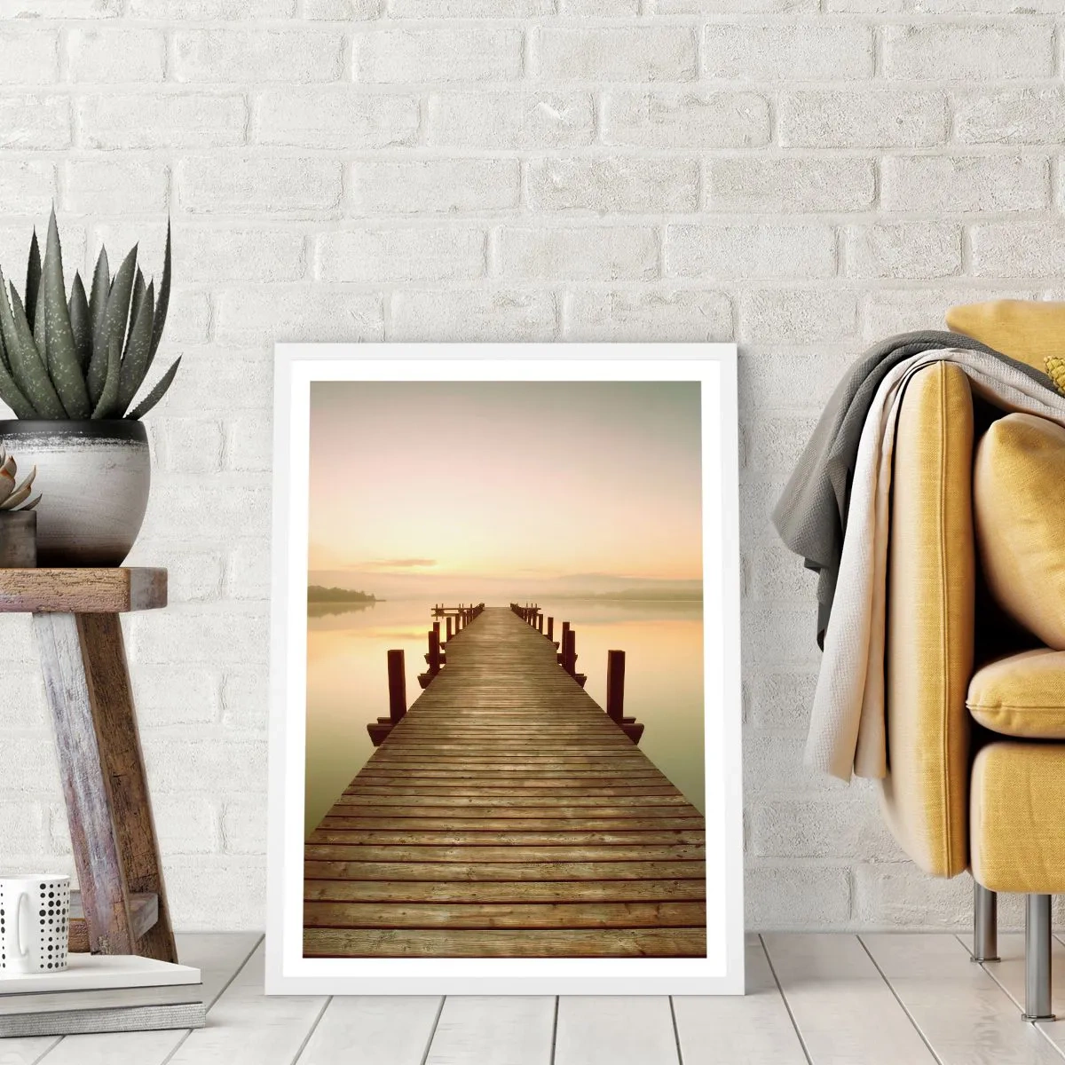 Affiche dans un cadre blanc - Poster - L'aube, les premières lueurs, le jour - 70x100 cm