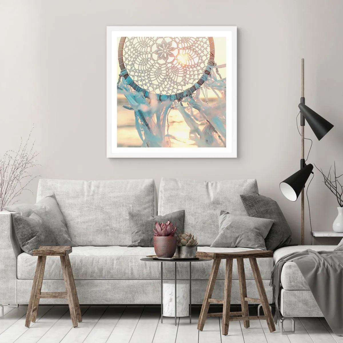Affiche dans un cadre blanc - Poster - Totem en dentelle - 40x40 cm