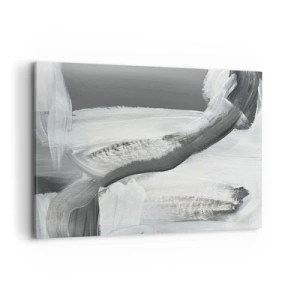 Impression sur toile - Image sur toile - Abstraction grise et blanche avec des lignes dynamiques - 100x70cm - Un geste décisif - Décoration murale moderne pour le salon et la chambre ARTTOR