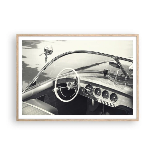 Affiche dans un chêne clair - Poster - Temps pour riche - 100x70 cm