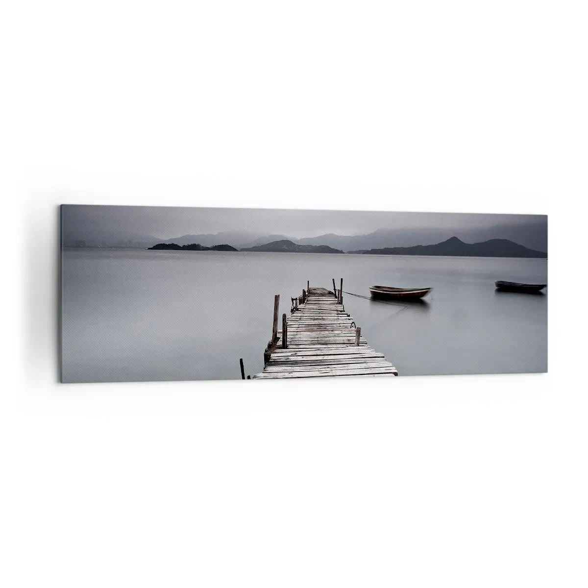 Impression sur toile - Image sur toile - Un pont en bois menant à la surface calme du lac - 160x50cm - Tu peux partir demain - Décoration murale moderne pour le salon et la chambre ARTTOR