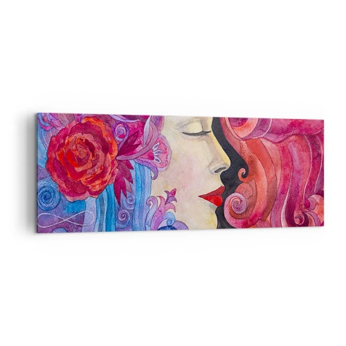 Impression sur toile - Image sur toile - Profil coloré d'une femme dans un style artistique - 140x50cm - L'Art Nouveau est toujours vivant - Décoration murale moderne pour le salon et la chambre ARTTOR