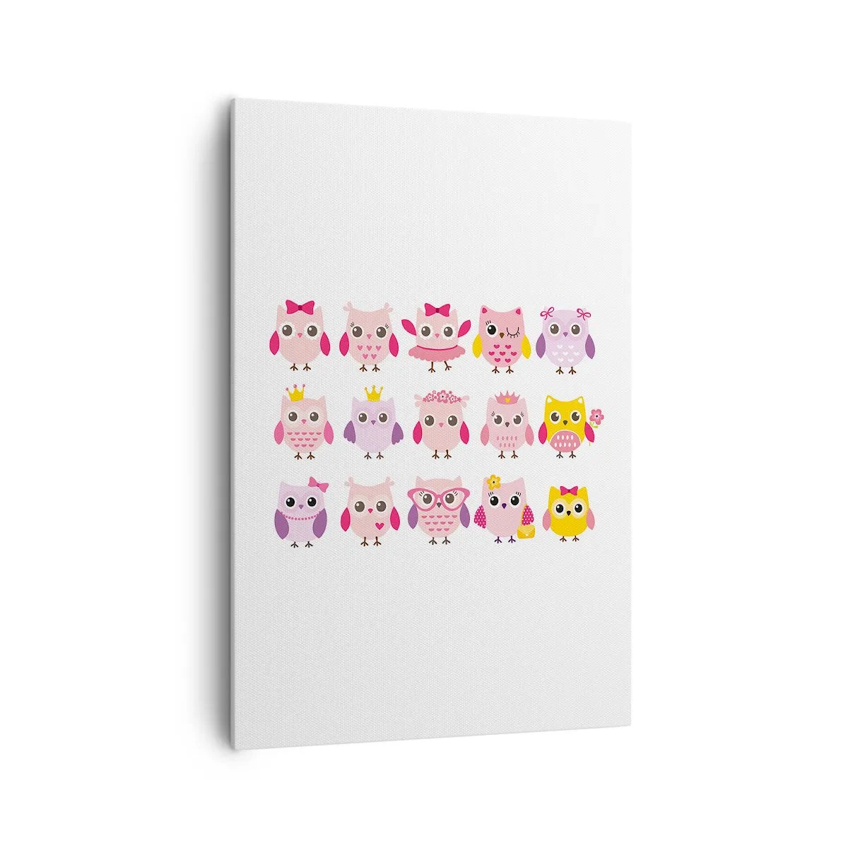 Impression sur toile - Image sur toile - Hiboux mignons aux couleurs pastel - 70x100cm - L'un est plus doux que l'autre - Décoration murale moderne pour le salon et la chambre ARTTOR
