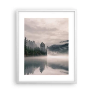 Affiche dans un cadre blanc - Poster - Reflet dans le brouillard - 40x50 cm