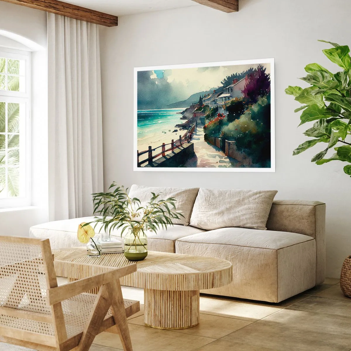 Affiche - Poster - Ville méditerranéenne - 50x40 cm